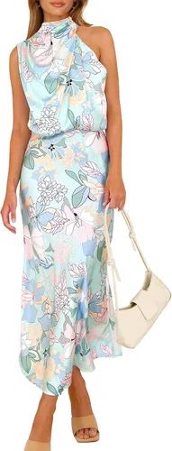 Vista 23 de PRETTYGARDEN Women's Summer Satin Maxi Cocktail Dress Verde militar