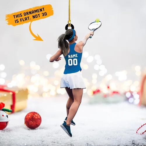 Vista 8 de Adorno plano acrílico personalizado para niña, jugador de tenis, regalo para amantes del tenis, jugador de tenis, adorno de Navidad para árbol de Tn1