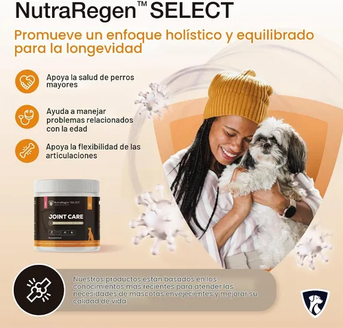 Vista 5 de NutraRegen Select Forte Suplemento para articulaciones de perros mayores – Glucosamina, condroitina, MSM, colágeno y mejillón de labios verdes