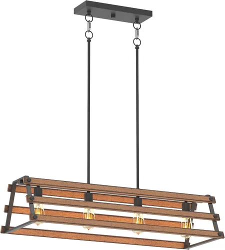 Vista 10 de Inlight IN-0335-3-WD - Colgante de 3 luces de diseño rústico e industrial de 18 pulgadas para isla de cocina, acabado de madera envejecida negra