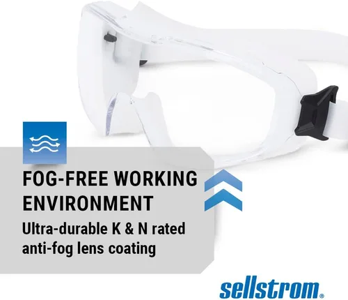 Vista 2 de Sellstrom GM511 - Gafas de seguridad antivaho y antiarañazos para hombres y mujeres, correa de silicona, se adapta a la mayoría de los anteojos