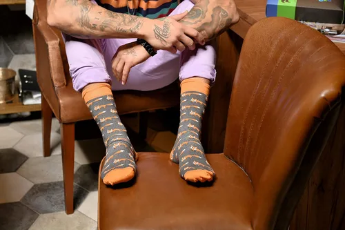 Vista 6 de Calcetines de media pantorrilla para hombre, diseño de animales locos, casual, algodón, talla 9, 13, divertido, colorido, novedad, arte, hombre