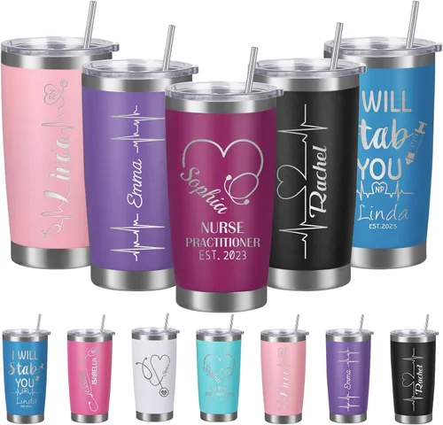 Vista 12 de Vasos personalizados con tapa de nombre y pajita, vaso de café aislado personalizado, regalo de Navidad y cumpleaños para hombres, acero inoxidable