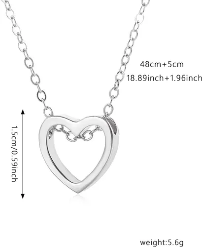 Vista 4 de Just Follow Gargantilla de corazón de oro pequeño, delicado collar con colgante de corazón con inicial, collar de rosa, collares de corazón en capas