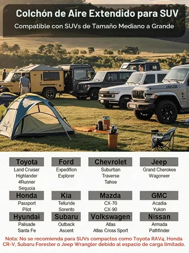 Vista 2 de Umbrauto colchón de aire para SUV para acampar en el coche, colchón de aire impermeable e inflable rápidamente con bomba eléctrica, se adapta a