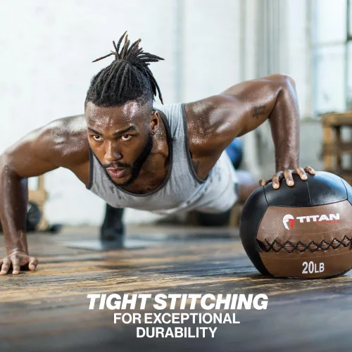 Vista 4 de Titan Fitness Soft Leather Medicine Wall Ball Durable, Endurance, Cardio, Core Strength