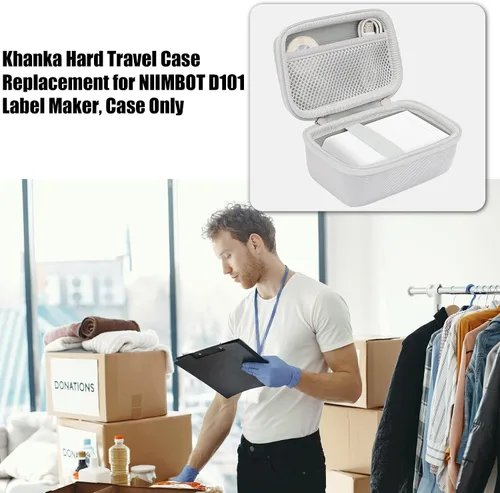 Vista 3 de khanka Estuche de viaje rígido de repuesto para etiquetadora NIIMBOT D101 de 0.4 a 1 pulgada, solo funda EVA Hard Shell, Mesh Pocket Accessory