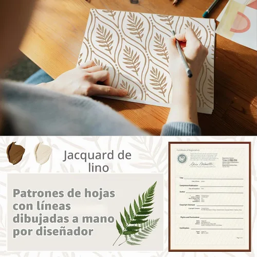 Vista 5 de BGment Cortinas Jacquard French Country Taupe Leaf de 96 pulgadas, 2 Gris pardo