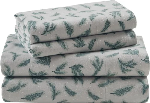 Vista 13 de Woolrich - Juego de sábanas de algodón con estampado de dijes de cabaña, sábanas de franela 100% algodón, juego de ropa de cama cálido y mullido