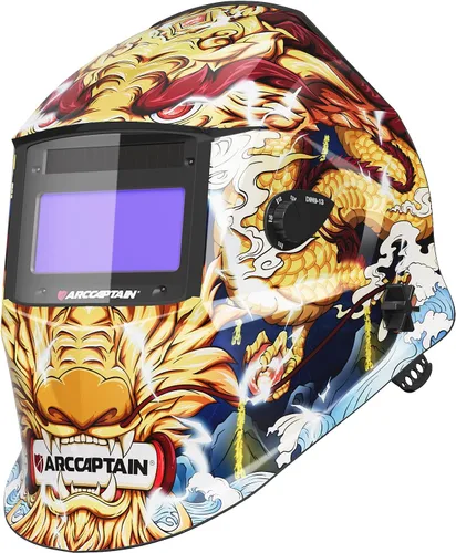 Vista 14 de ARCCAPTAIN - Casco de soldadura de oscurecimiento automático, capucha de soldadura de color real 1/1/1/1, sensor de arco 4, tiempo de respuesta