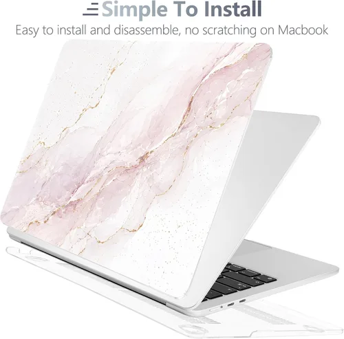 Vista 5 de Batianda Case for MacBook Air 15" 2026 M5 M4 M3 M2 Chip, Rose Marble