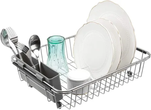 Vista 8 de SANNO Organizador extensible de gabinete extraíble para cocina, estante deslizante debajo del fregadero, estante extensible para secar platos sobre