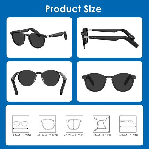 Vista 8 de GetD Lentes de acetato inteligentes AI 2026, gafas de sol Bluetooth con ChatGPT y traductor en tiempo real de 145 idiomas, lente polarizada