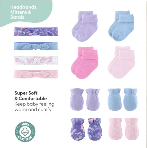 Vista 7 de The Peanutshell Juego de regalo de canastilla para bebé, 30 piezas, ropa de bebé niña recién nacida a 9 meses, mariposa morada