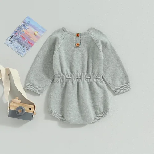 Vista 4 de ZAXARRA Suéter de bebé niña mameluco suéter de punto bordado flor sudadera mameluco ropa de otoño infantil