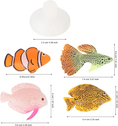 Vista 5 de GLOGLOW Peces luminosos, peces artificiales - 4 piezas para oficina, hogar, jardín acuario