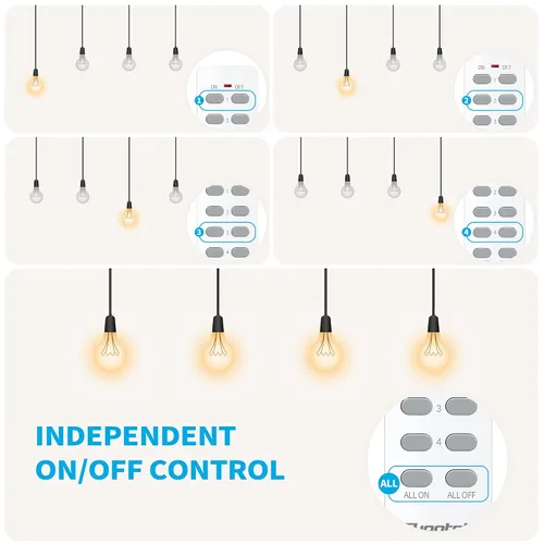 Vista 6 de Toma de corriente con control remoto con 2 tomas de control independientes, juego de interruptor de luz con control remoto inalámbrico, enchufe