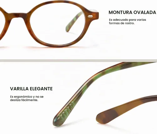 Vista 6 de Cyxus Retro Oval Blue Light Glasses for Women Reduce Eye Strain 8162 01-gafas de luz azul ovaladas-tortuga