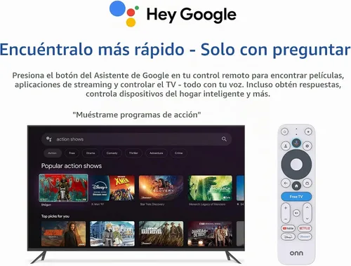 Vista 5 de onn - Dispositivo de transmisión 4k Plus, dispositivo de transmisión ultrarrápida de Google TV, almacenamiento de 16 GB, RAM de 2 GB, remito