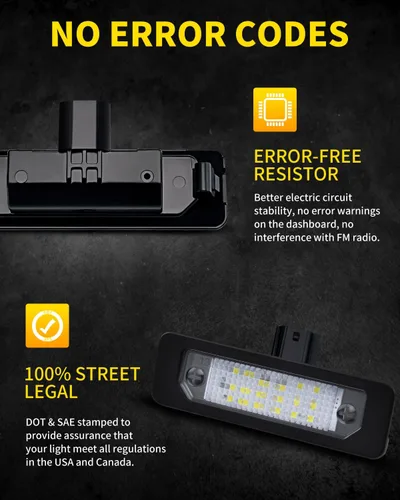 Vista 4 de Luces LED para matrícula, color blanco brillante, repuesto de montaje de lámpara compatible con Ford Fusion 2006-2012, Mustang 2010-2014, Taurus