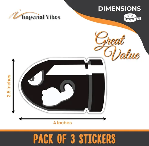 Vista 2 de IMPERIAL VIBES Adhesivo de bala - Adhesivo de vinilo para automóvil, camión y camioneta - Uso en interiores y exteriores para computadora portátil