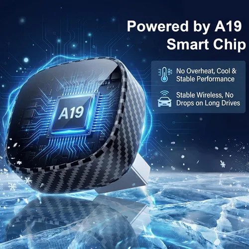 Vista 9 de Adaptador inalámbrico CarPlay para Apple iPhone y Android Auto 2026 Negro
