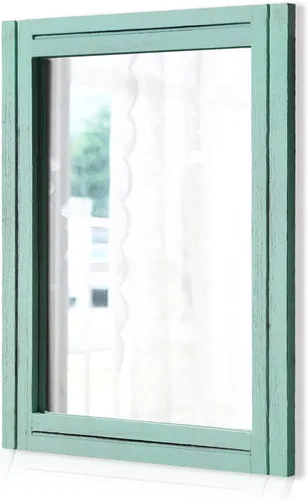 Vista 8 de AAZZKANG Espejo de pared rústico con marco de madera rectangular para colgar en casa de campo o baño, sala de estar o dormitorio decoración
