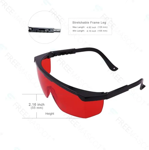 Vista 3 de FreeMascot OD 4+ 190nm-550nm Gafas de seguridad láser de longitud de onda para luz láser típica de 405nm, 445nm, 450nm, 520nm, 532nm