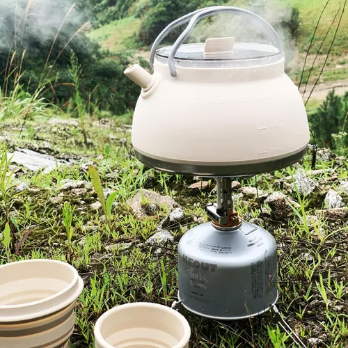 Vista 2 de Hervidor portátil plegable para camping, cafetera para senderismo, viajes y exteriores, 1.5 L