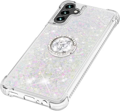 Vista 6 de CCSmall Funda con purpurina para Samsung Galaxy A13 5G (no 4G) con soporte para anillo, Galaxy A04s, funda transparente para Samsung Galaxy A13 0.18