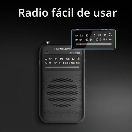 Vista 7 de TOMASHI Radio portátil, radio alimentada por batería con conector para auriculares