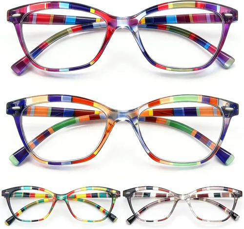 Vista 8 de HEEYYOK 0.50 Gafas de lectura para mujeres, 4 unidades, transparentes, diseño ojo de gato, para caras pequeñas, lentes de lectura flexibles