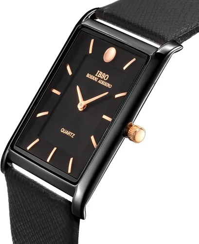 Vista 2 de IBSO Men Watches 7MM Ultra-Thin Rectangle Dial Watch Classic Quartz Wristwatch