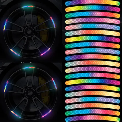 Vista 14 de 100 calcomanías reflectantes para llantas de automóvil, impermeables, reflectantes, para llantas, tiras decorativas de seguridad para automóvil, #2