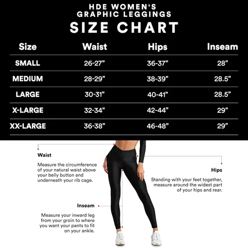 Vista 3 de HDE Leggings de entrenamiento con diseño de moda. Divertidos estampados impresos con gráficos de moda
