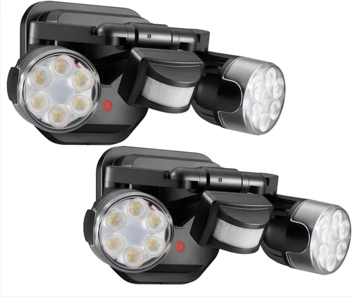Vista 13 de OREiN Luz de seguridad con sensor de movimiento para exteriores, luz LED reflectora de doble cabeza ajustable, 3 modos