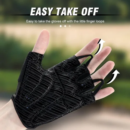 Vista 3 de HTZPLOO Guantes de bicicleta, guantes de ciclismo, guantes de ciclismo para hombres y mujeres con almohadilla antideslizante que absorbe los golpes