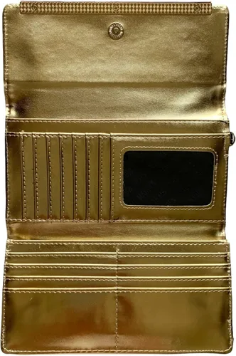 Vista 2 de Steve Madden Billetera triple con barra de logotipo, Coñac, Steve Madden Billetera triple para mujer