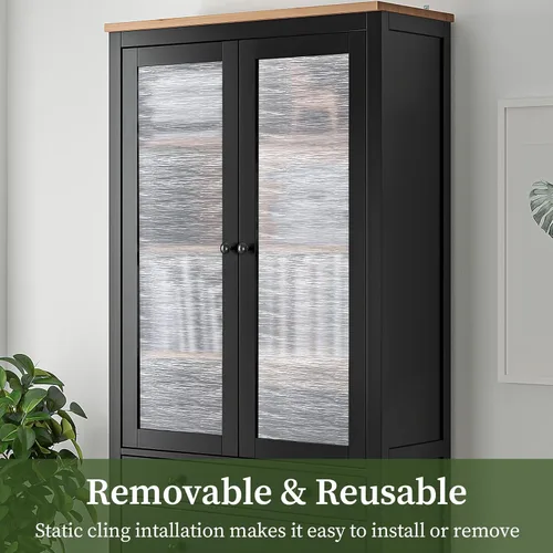 Vista 6 de Película de privacidad de agua transparente, no adhesiva, calcomanía decorativa, película de vidrio translúcido para ventana y puerta, anti-UV, 17.3