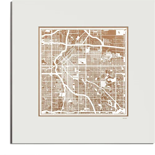 Vista 120 de O3 Design Studio San Diego, CA Paper Cut Map Matted Grey 20x20 in Paper Art