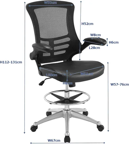 Vista 3 de Modway Attainment silla para mesa de dibujo, Negro