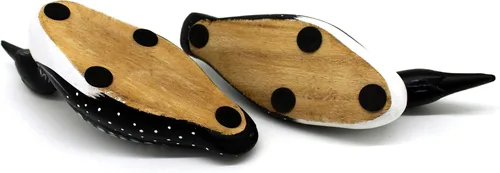 Vista 7 de CVHOMEDECO. Primitives - Estatuilla rústica con grabado a mano y madera pintada, acento decorativo, juego de 2