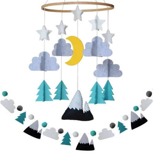 Vista 9 de Móvil para cuna de bebé – Móvil colgante de madera para cuna, decoración de guardería para niños y niñas, regalo perfecto para ducha