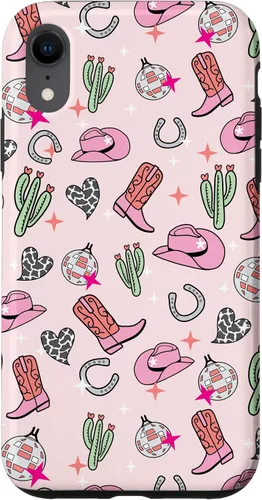 Vista 25 de Cowboy Hat & Boot & Disco Ball Pattern Pink Cowgirl Case for iPhone 17