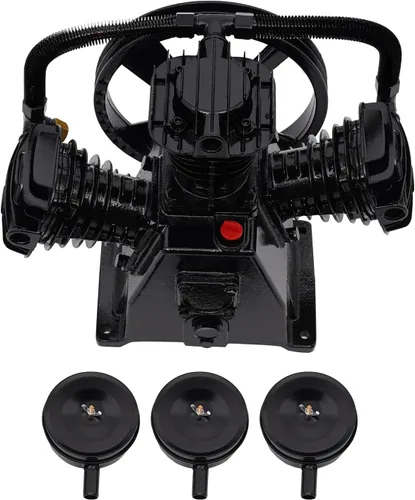 Vista 9 de Bomba de compresor de aire de servicio pesado 4-5HP, bomba de compresor de hierro fundido de 3 cilindros 10-12 CFM con filtros de aire triples