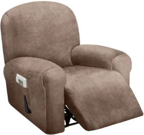 Vista 13 de ULTICOR Funda reclinable de terciopelo para sofá reclinable de 4 piezas, 1 asiento, fundas elásticas de terciopelo para sofá reclinable de 1 cojín