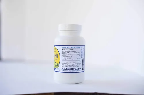 Vista 2 de Noni 240 cápsulas vegetales (2 botellas 120 Vcaps por botella) – 400 mg por cápsula: fruta entera orgánica (240)