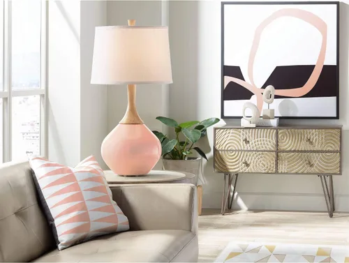 Vista 4 de Color + Plus Wexler 31" White Shade Mellow Coral Pink Table Lamp