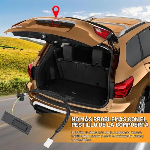 Vista 4 de Yinlowa 25380-3JA0B - Botón de maletero para Nissan Pathfinder 2013-2020 Interruptor de liberación de puerta trasera exterior para modelos