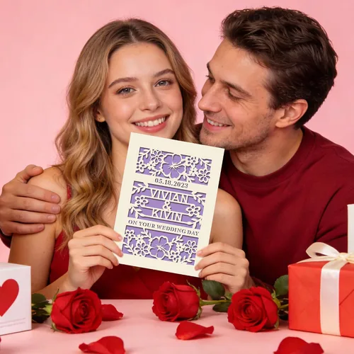 Vista 5 de EDSG Tarjeta de boda personalizada para parejas enamoradas, tarjetas de felicitación de boda, regalos de boda, recuerdo de boda, tarjeta